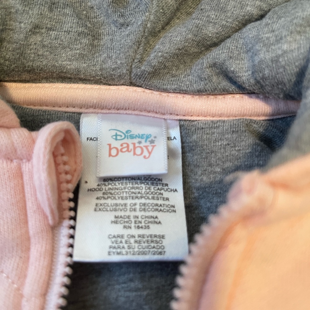 Disney Baby Gray and Pink Pea Coat